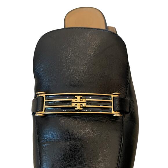 TORY BURCH Black Leather Slip-On Loafer Mules US 8.5 EU 39 - Picture 5 of 16